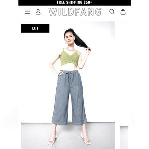 NWT: Wildfang Chambray Essential Loose Leg Drawstring L